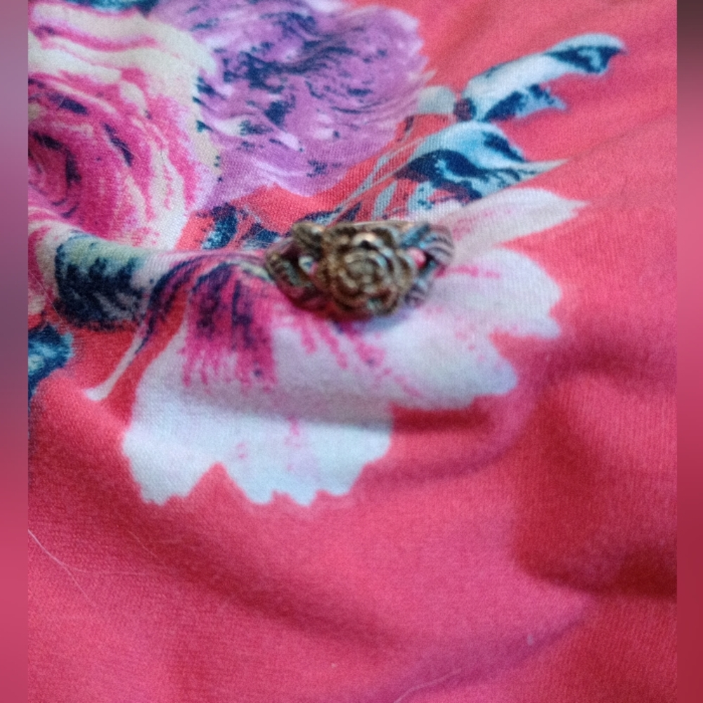 Vintage Silver Copper Rose Ring - image 1